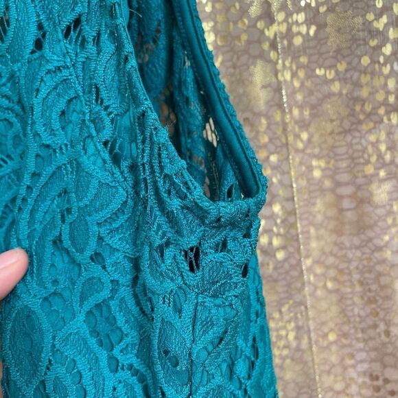 Material Girl Green Teal Lace Hi Low Hem Mini Dress, XL - Picture 5 of 7
